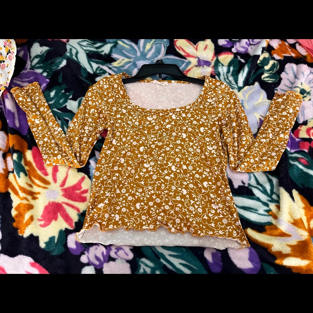 Yellow with flowers crop top